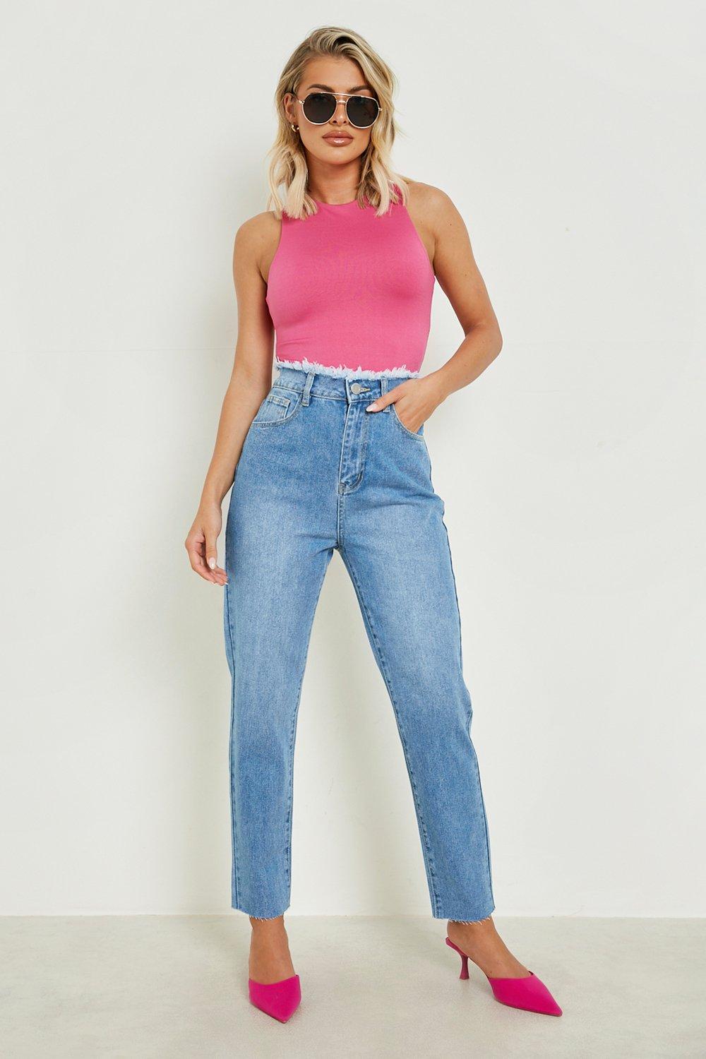 Raw edge best sale straight leg jeans